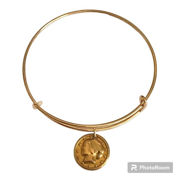 Vintage French Italian Coin Charm Bracelet Gold Plated Wire France Italy Lady - Picture 4 of 9